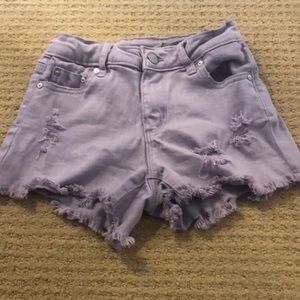 purple jean shorts